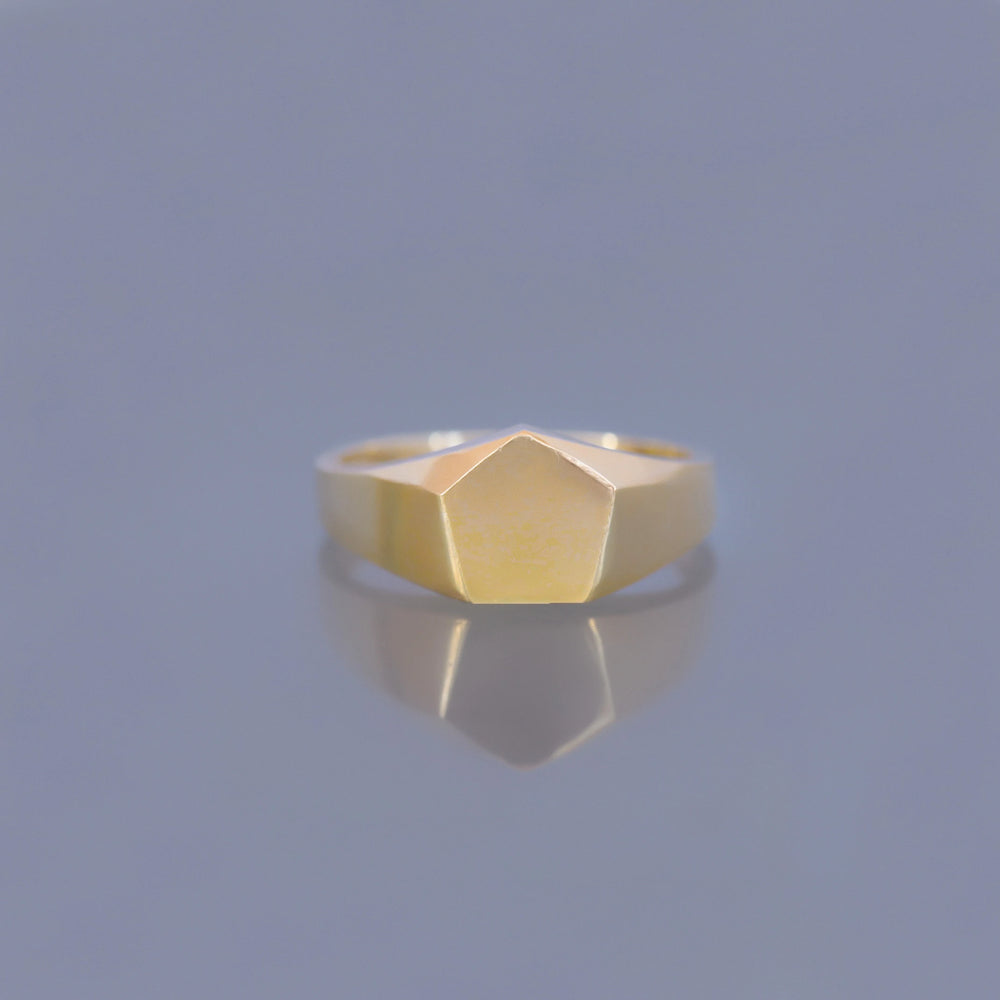 Gold Plated Signet Pentagonal Silver Ring