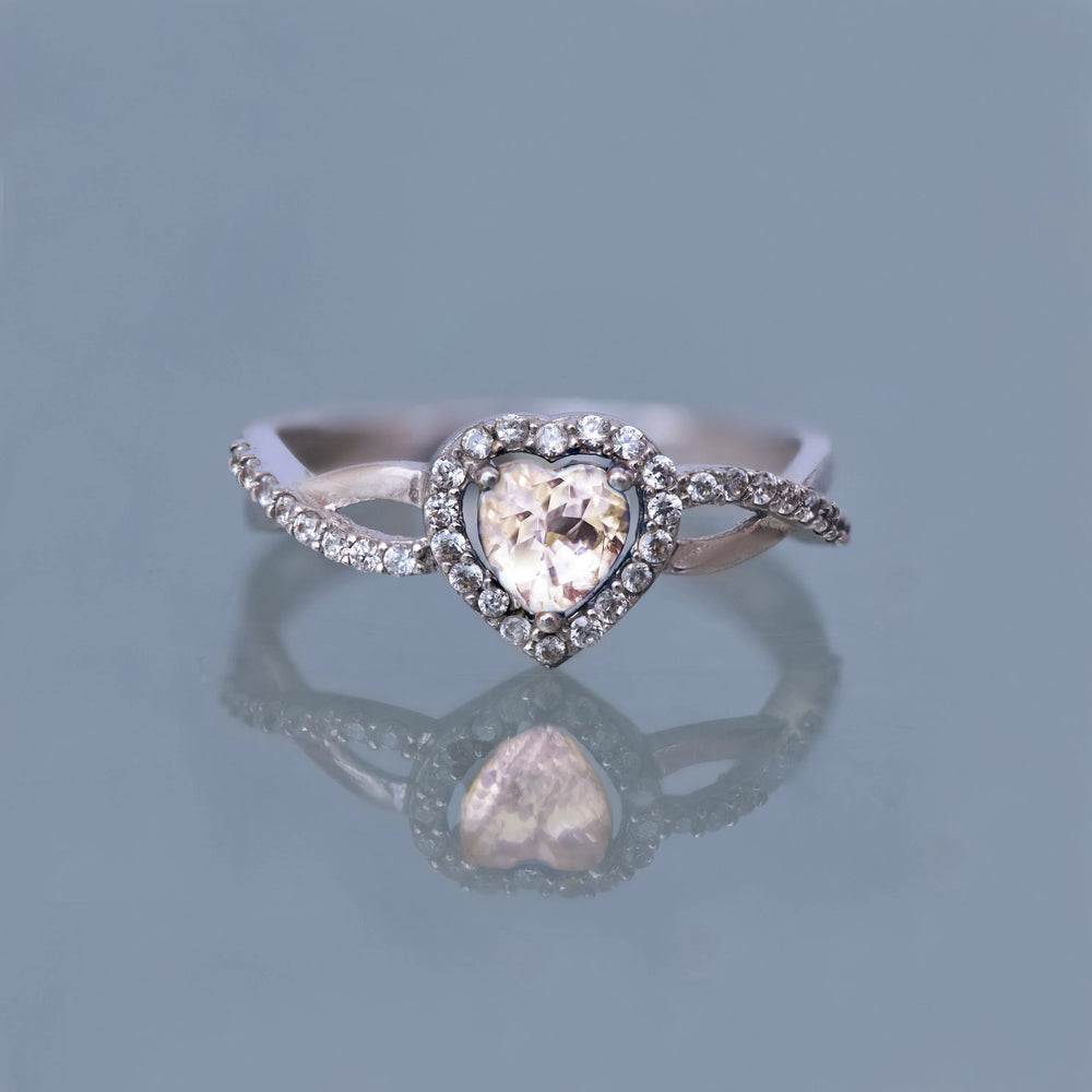 Heart Cut White Topaz Ring with Diamonds