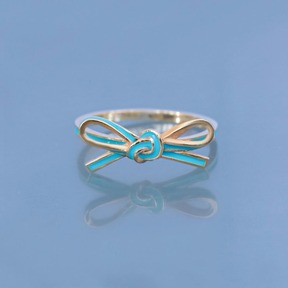 Turquoise Enamel Ribbon Ring