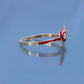 Red Enameled Silver Ribbon Ring