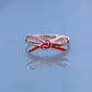 Red Enameled Silver Ribbon Ring