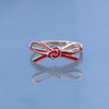 Red Enameled Silver Ribbon Ring