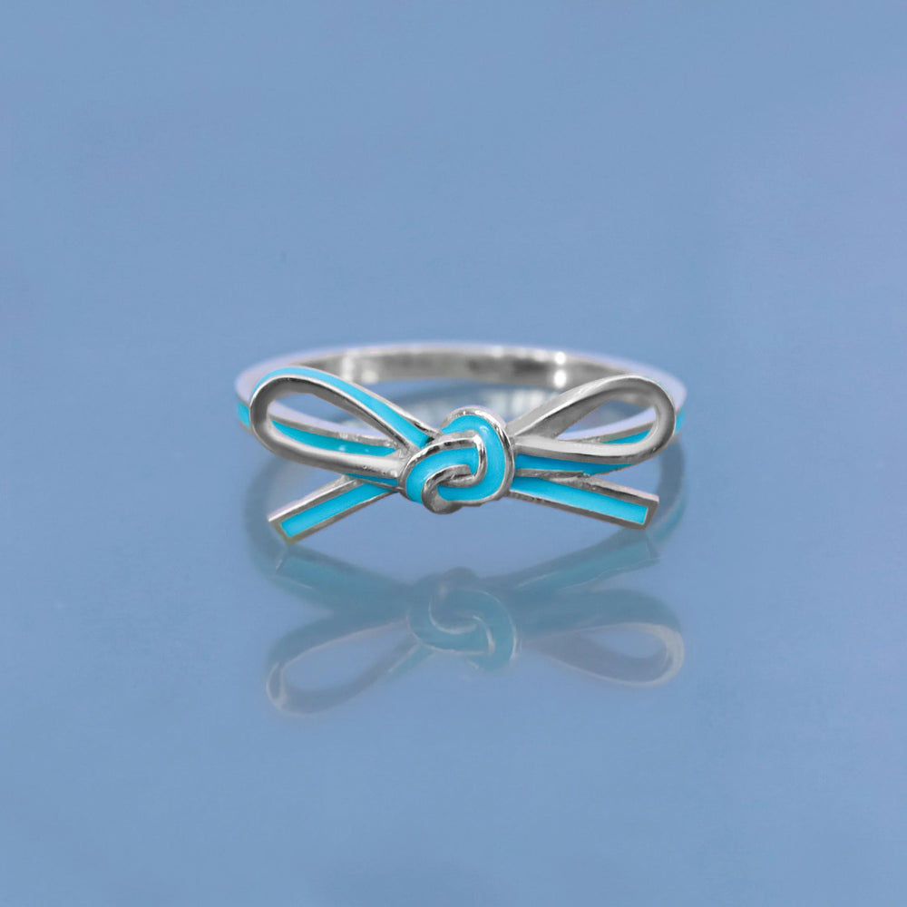 Silver Turquoise Enamel Ribbon Ring