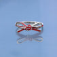 Red Enameled Silver Ribbon Ring