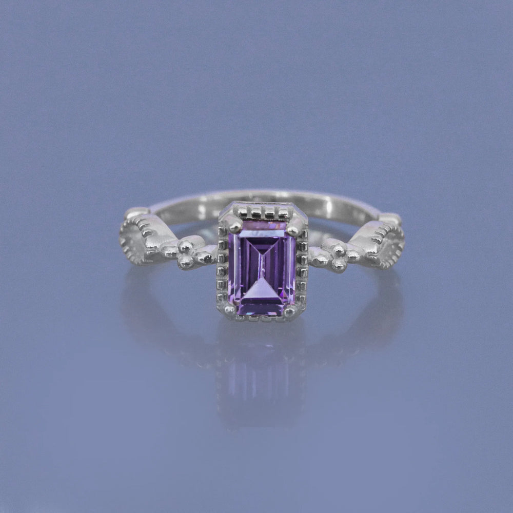 Amethyst Silver Design Ring