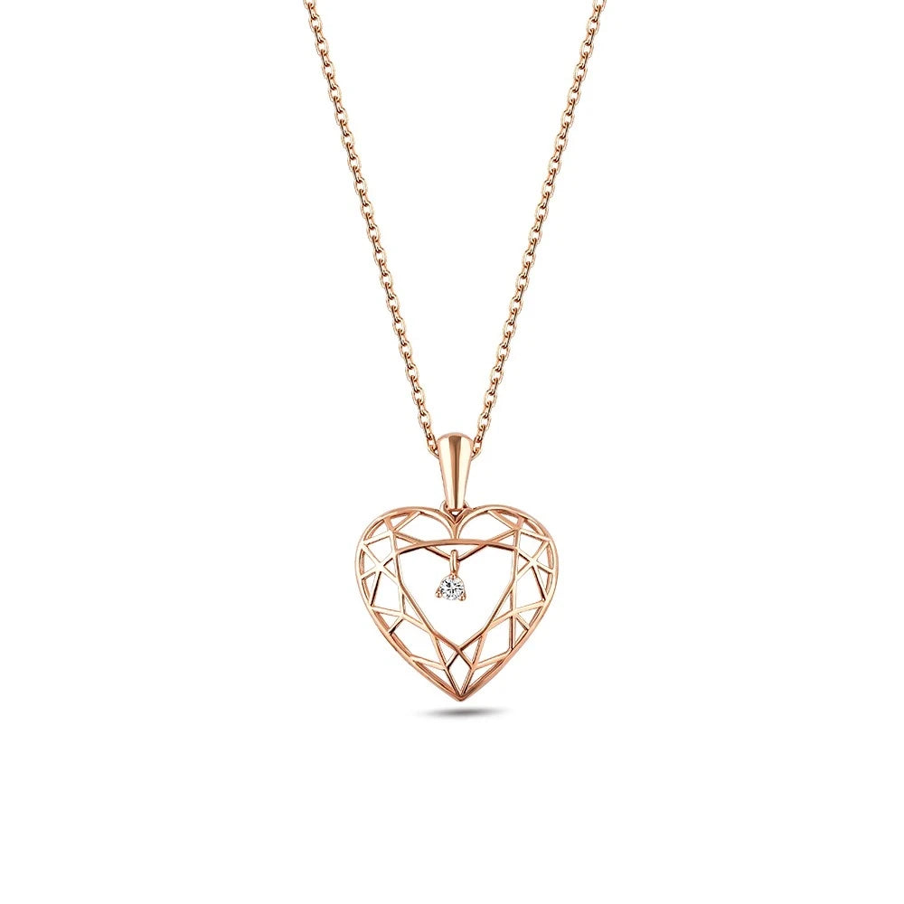 0.03ct Heart Patterned Diamond Necklace