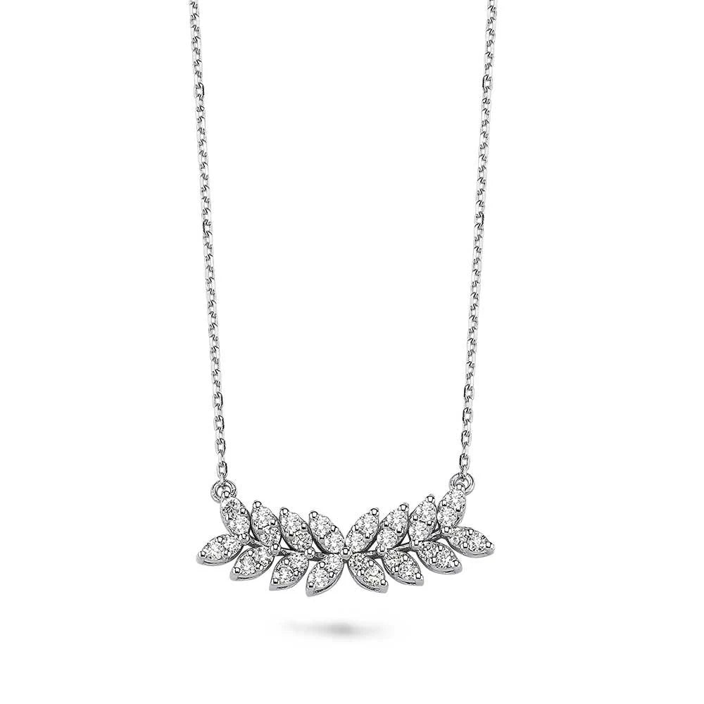 0.56 Carat Leaf Crown Diamond Necklace